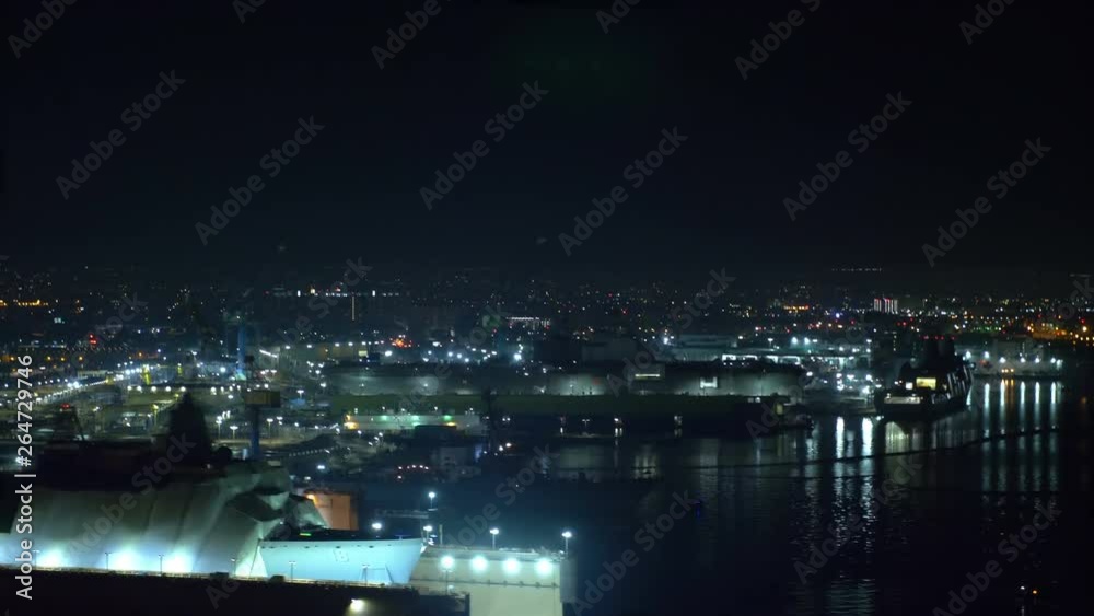 Car POV marina and bridge in San Diego at night in 4k slow motion 60fps