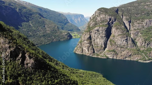 Lake Vassbygdevatnet located in Aurland, Sogn og Fjordane, Norway landscape in summer time photo