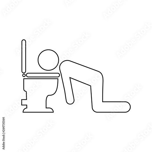 Icono plano lineal vómito, nausea en color negro