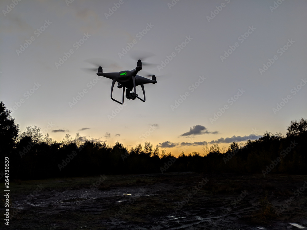Drone silhouette at sunset