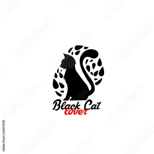 black cat lover logo icon