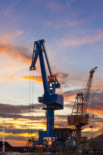 Port crane in the sunset