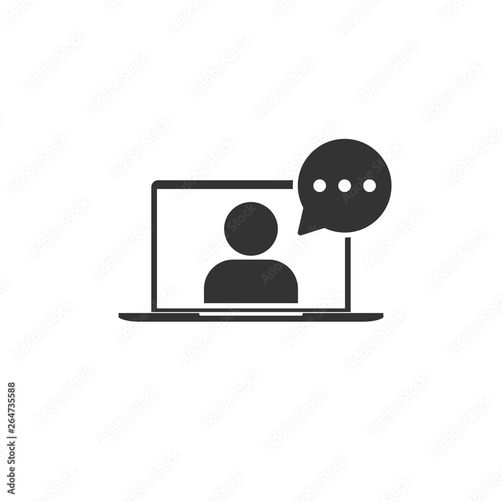Online training in laptop icon in simple design. Vector illustration Online training in laptop icon in simple design. Vector illustration