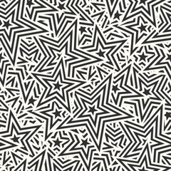 Papier peint photo Noir et blanc patrons Motif étoiles géométriques sans couture  © Vector FX