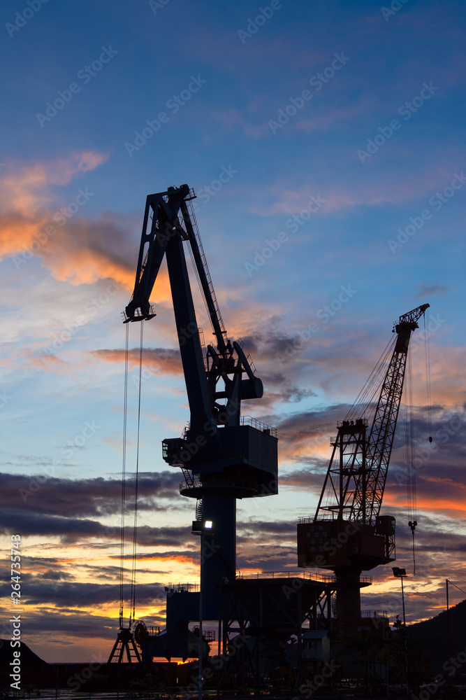 Port crane in the sunset Port crane in the sunset