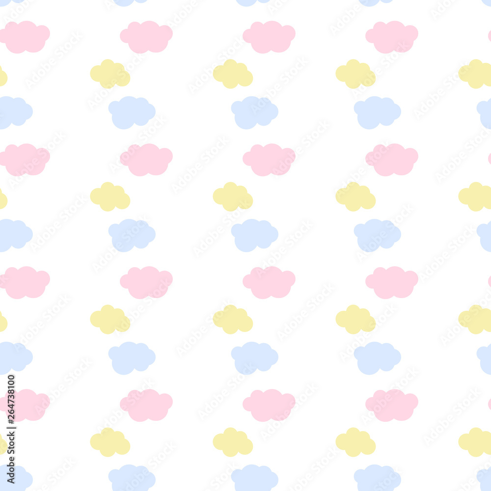 Vector kids seamless pattern with clouds multicolored
