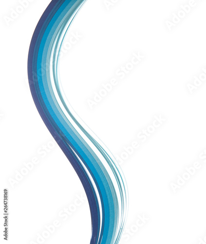 Blue colored paper, products for kviling on a white background. Abstract wave banner