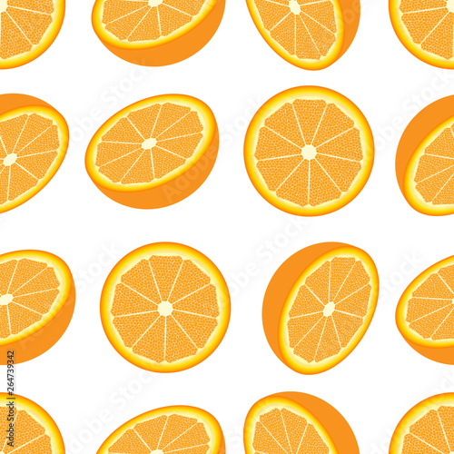 Orange seamless pattern. Orange circle fruit texture. Vector EPS10.