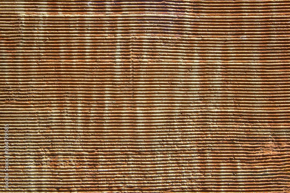 Obraz premium bright yellow white gray old concrete wall with damages. horizontal lines. rough surface texture