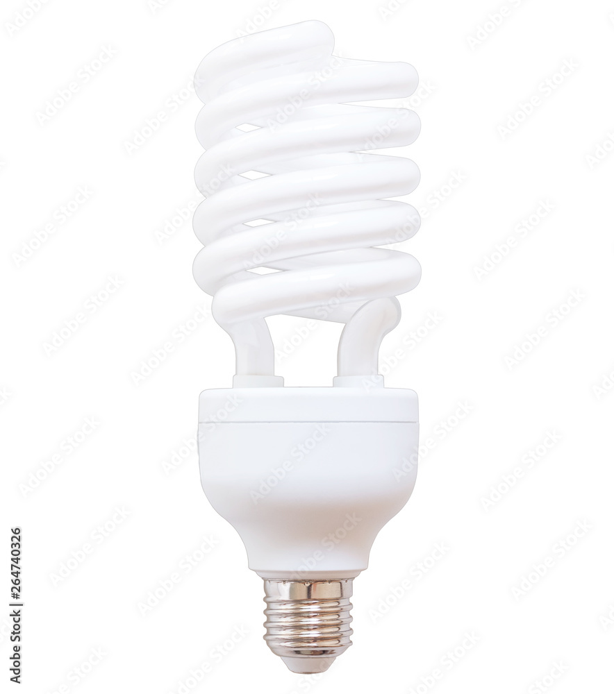 White energy saving bulb, fluorescent bulb isolated on white background with clipping path. White energy saving bulb, fluorescent bulb isolated on white background with clipping path.