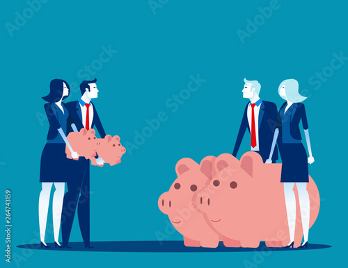 People growing piggy bank with timeline, Concept business vector illustration, Retirement, Planning, Savings.