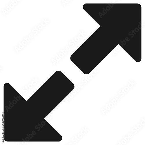 Diagonal enlarge black arrow icon