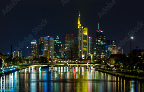 Night city view of Frankfurt am Main in Germany