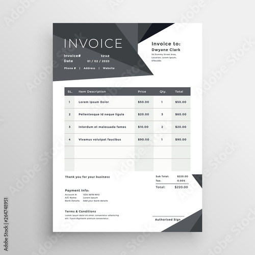 elegant black business invoice template