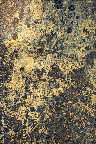 Fresh closeup orange, white and yellow color of street texture, cropped only details showing rough painted and accidental patterns created by car wheels and weathers.