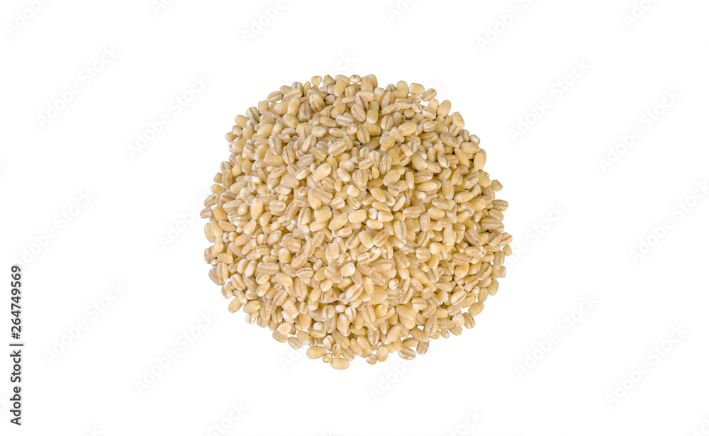 pearl barley heap isolated on white background. nutrition. natural food ingredient.top view. pearl barley heap isolated on white background. nutrition. natural food ingredient.top view.