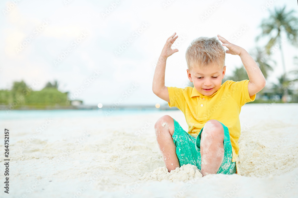Three year old toddler boy on beach Three year old toddler boy on beach