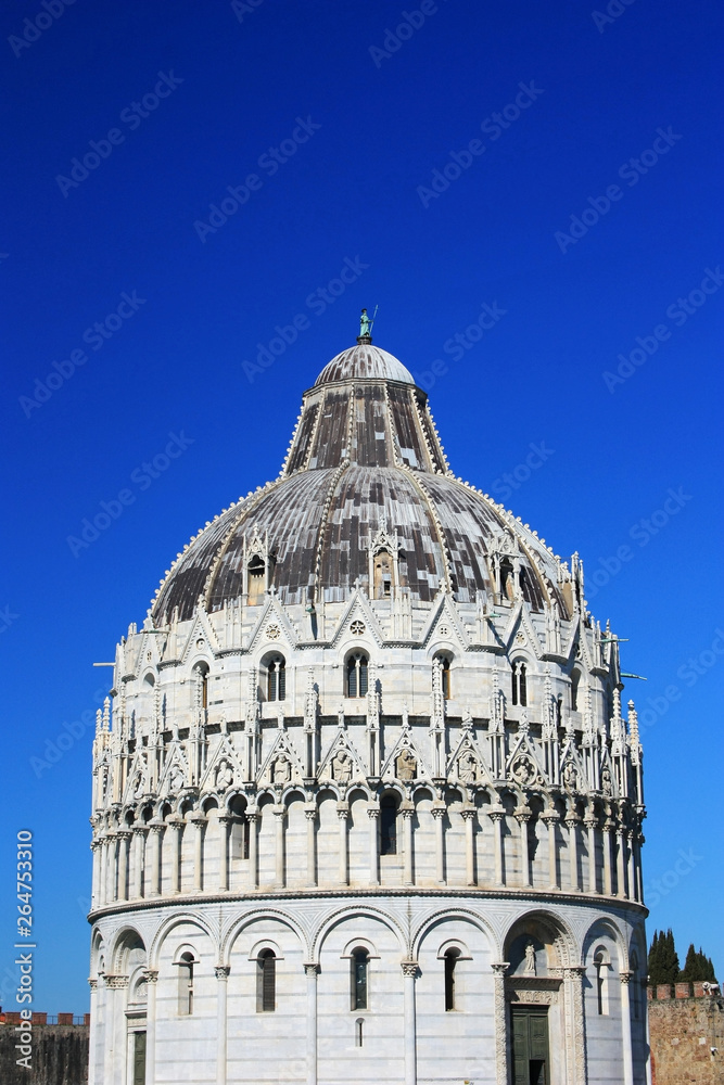 The dome of the old baptistery in the city of Pisa