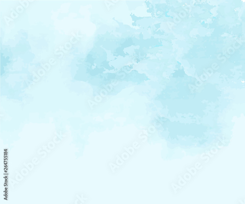 Light sky blue watercolor background. Aquarelle paint paper textured canvas element for text design, greeting card, template