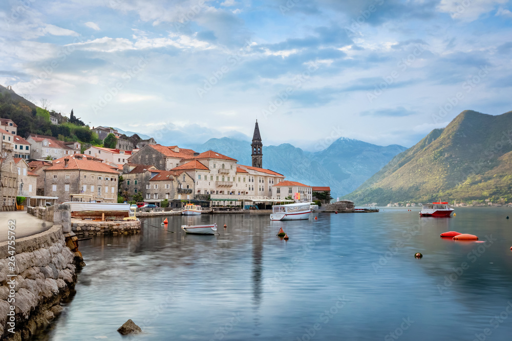View of Perast town in the morning, Montenegro