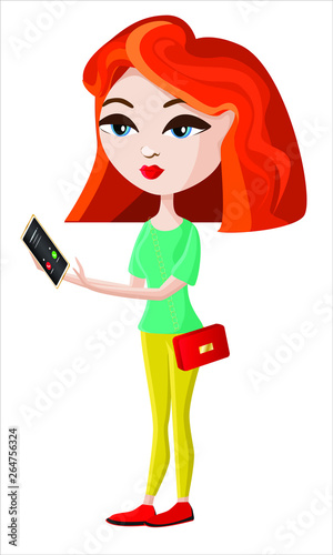 girl is calling by mobile phone