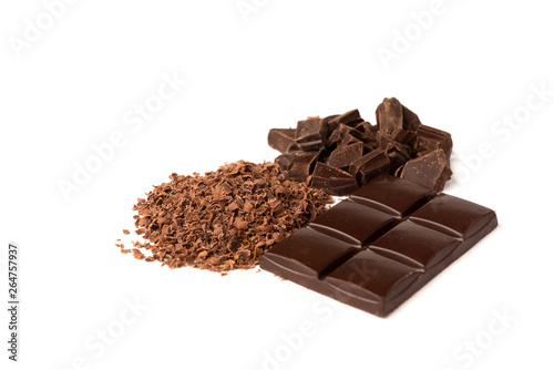 Chocolate bar isolated on white background. 