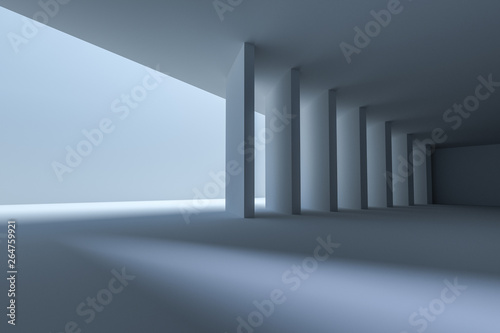 3d rendering, white interior building structure