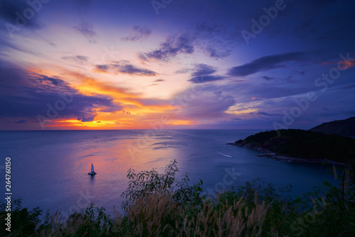 sunset seascape on phuket thailand for beautiful skyline © bank215