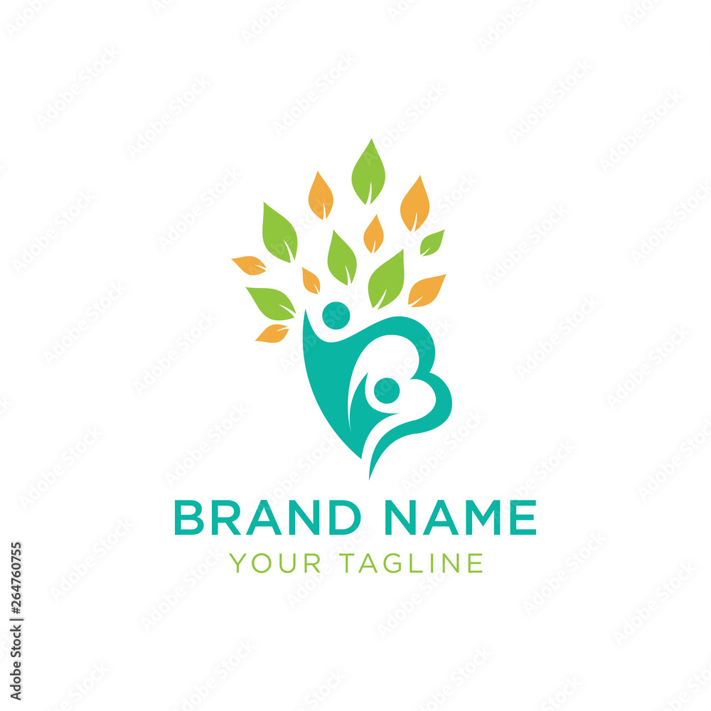 Obraz premium Creative people care with leaf logo template - Vector
