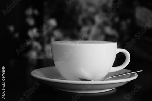 Cup of hot coffee, hot milk, cappuccino, latte, green tea