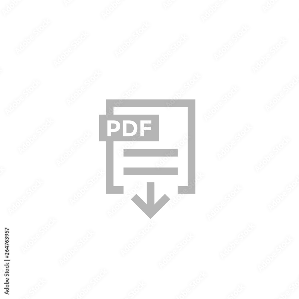 PDF document download icon on white PDF document download icon on white