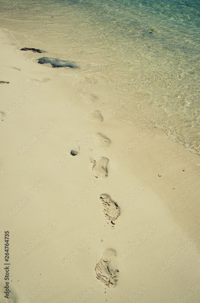 Road and path. Footprints Summer and vacation time. Road and path. Footprints Summer and vacation time.