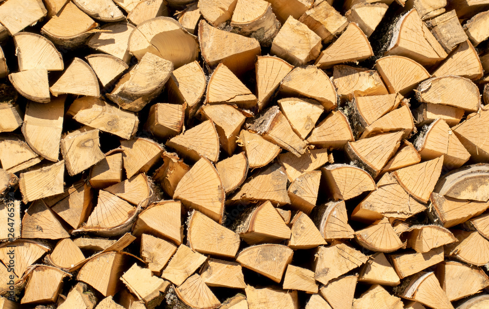 A woodpile of fresh, natural freshly cut and chopped wood. A woodpile of fresh, natural freshly cut and chopped wood.