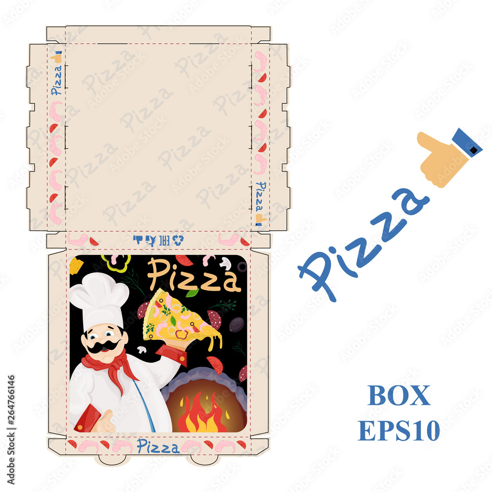 Fototapeta premium ready to print_15_pizza food packaging box layout design