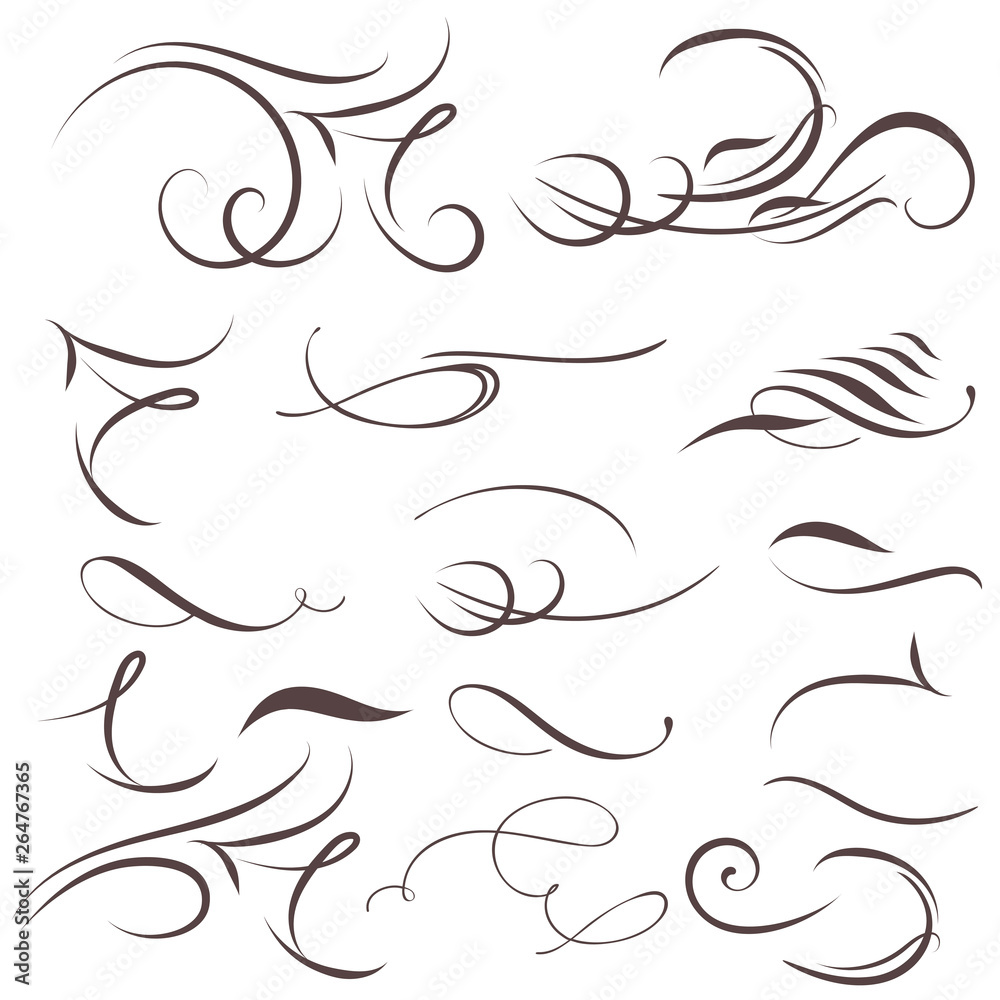 Set of vector calligraphic flourishes for design Set of vector calligraphic flourishes for design