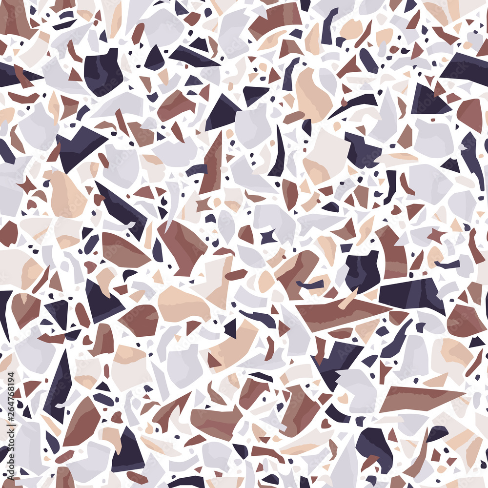 Terrazzo floor marble seamless pattern. Texture of natural stone.   Abstract vector illustration for print, design, fabric.