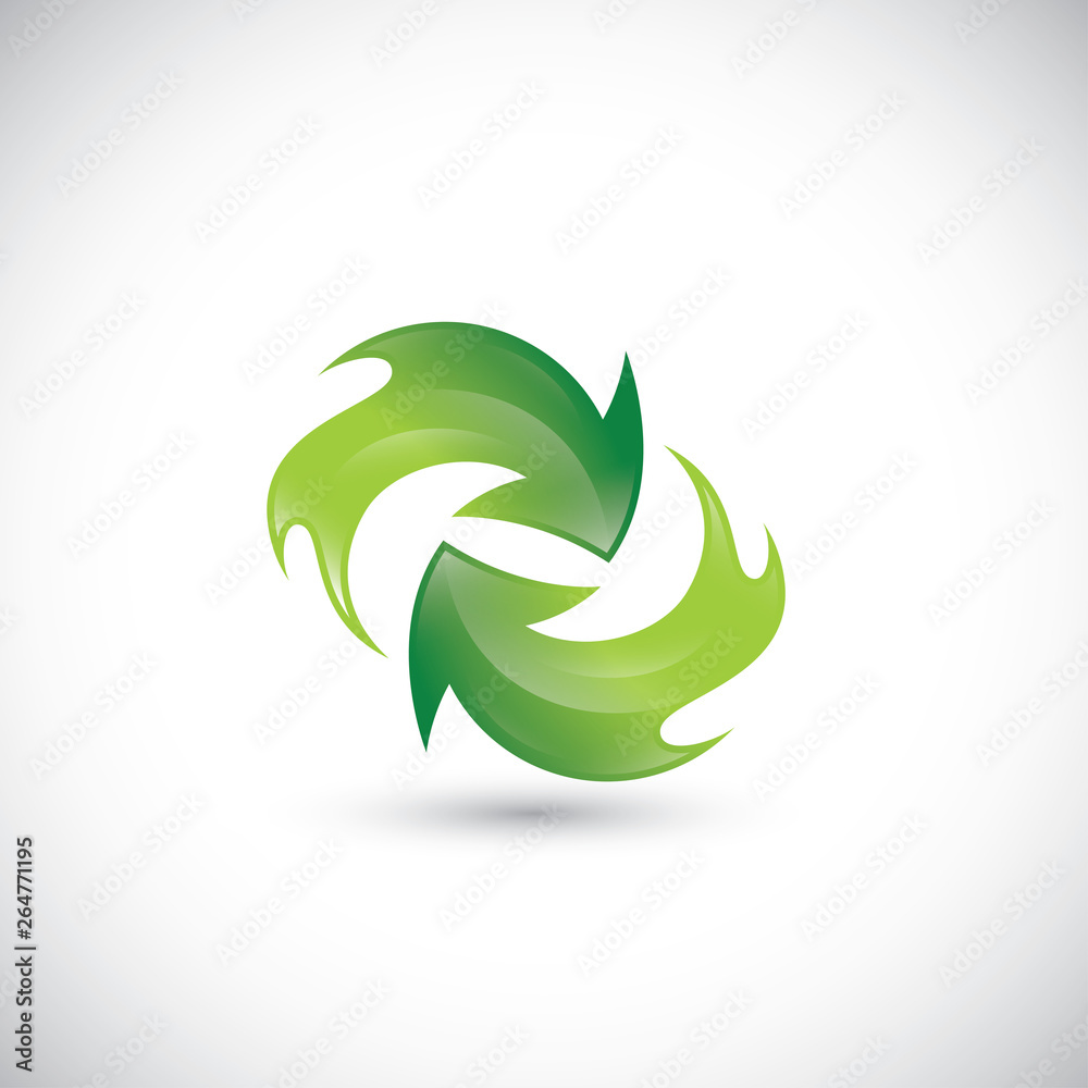 Recycle symbol, sign of two flame or fire arrows, refresh, reload, rotation, packaging logo Recycle symbol, sign of two flame or fire arrows, refresh, reload, rotation, packaging logo