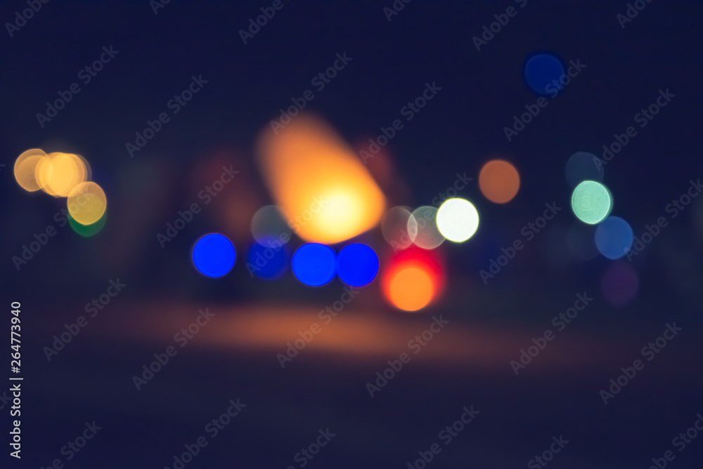 Vintage tone abstract blur image at night with bokeh for background use. Bokeh light and background blurred. - obrazy, fototapety, plakaty 