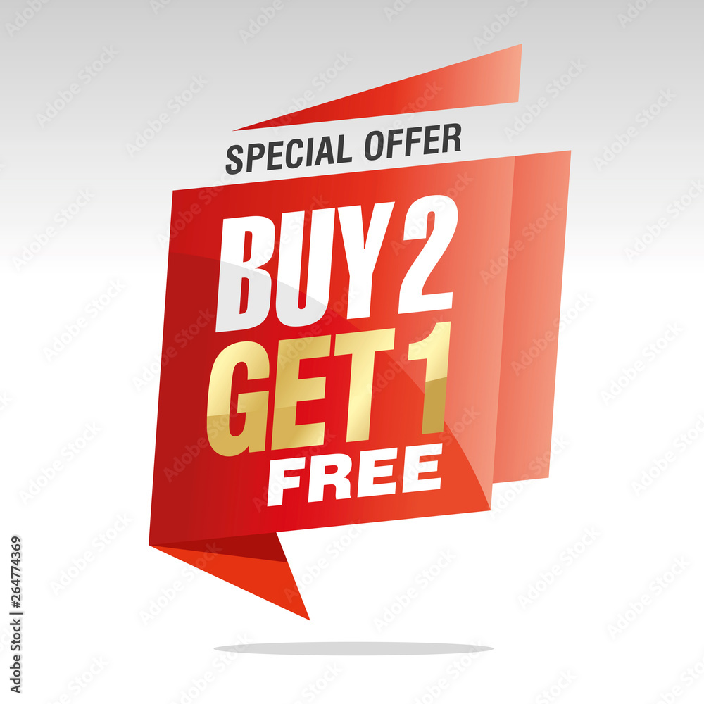 Buy 2 get 1 free speech bubble gold white red sticker icon Buy 2 get 1 free speech bubble gold white red sticker icon