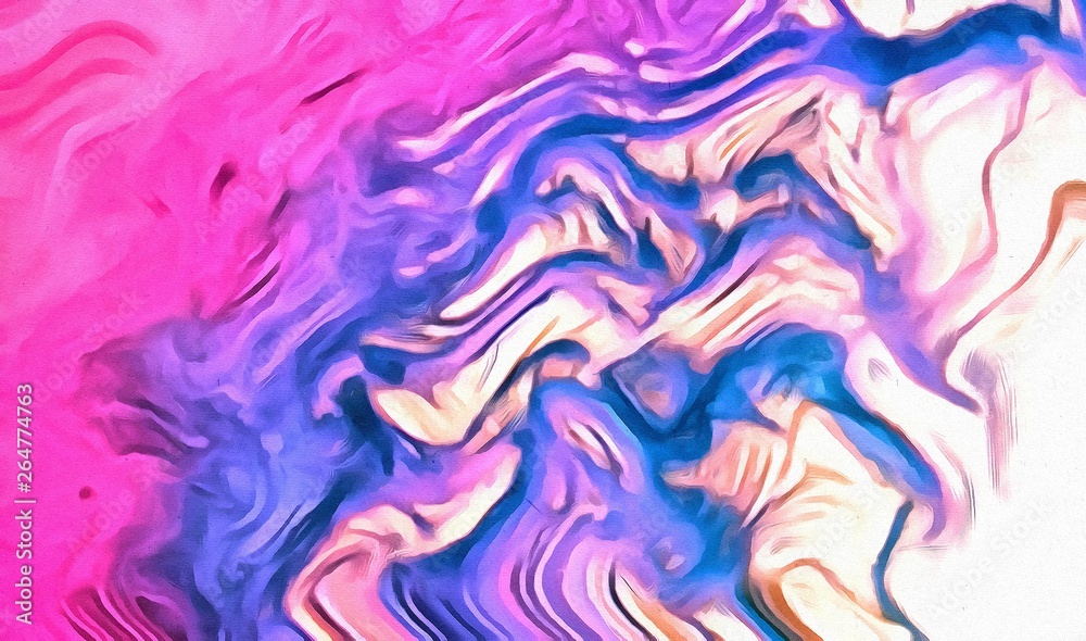 Abstract fluid painting watercolor texture background. Pretty spring colors. Wavy design. Marble effect. Liquid artistic pattern.
