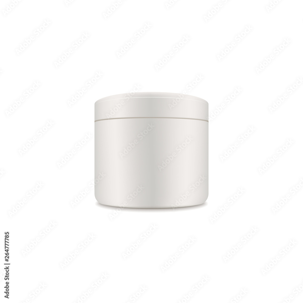 White blank cream jar. Mockup, vector illustration of cosmetic package, realistic container