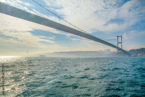 Istanbul Bosphorus Bridge at night. 15th July Martyrs Bridge. Istanbul / Turkey.