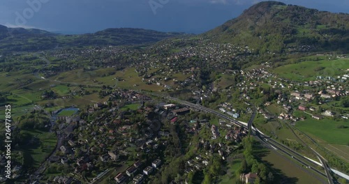 Montreux highway access after storm - Aerial 4K photo