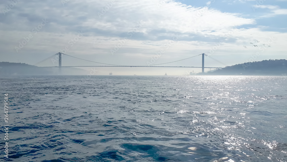 Fototapeta premium Istanbul Bosphorus Bridge at night. 15th July Martyrs Bridge. Istanbul / Turkey.
