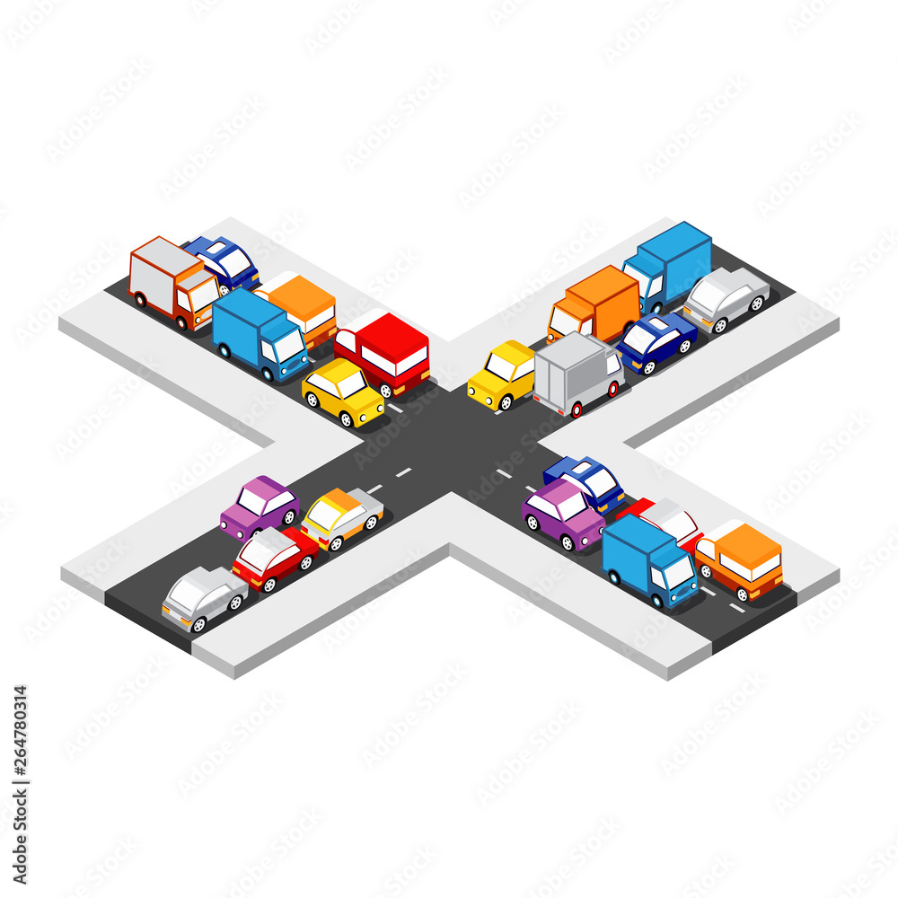 Obraz premium Isometric Crossroads intersection