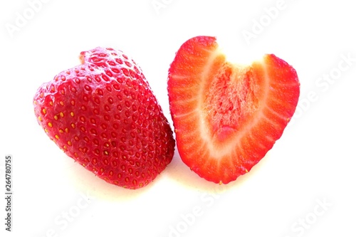 ripe red strawberry on a white background