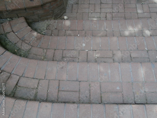 cobblestone stairs red color tones.