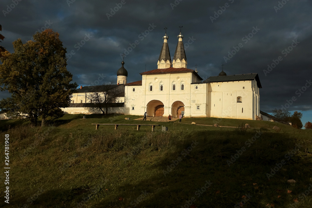 Old monastery with white walls