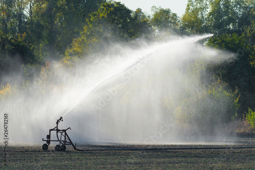 Irrigation system on field, Germany, Europe