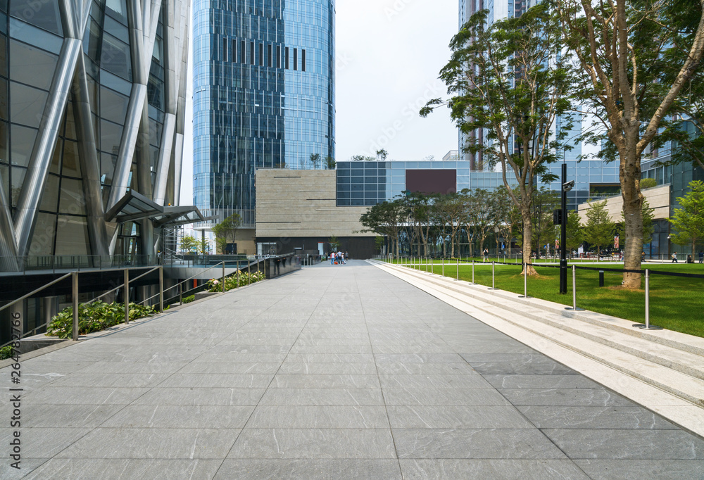 Panoramic skyline and buildings with empty concrete square floor in shenzhen,china